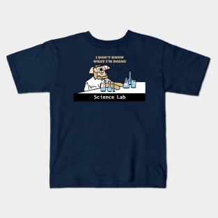 Science Lab and Clueless Dog Scientist Wearing Safety Glasses Kids T-Shirt